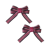Baby and Toddler non slip hair clips - Brown white pink stripes Pinkberry Kisses Hair Bows hair clip set