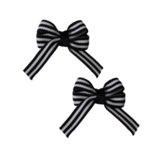 Baby and Toddler non slip hair clips - Black white stripes Pinkberry Kisses Hair Bows hair clip set pair