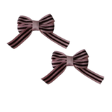 Baby and Toddler non slip hair clips - brown pink stripes Pinkberry Kisses Hair Bows hair clip set