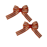 Baby and Toddler non slip hair clips - orange white stripes Pinkberry Kisses Hair Bows hair clip set