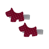 Embellished Non Slip Hair Clip - Pink Spotty Scotty Dog Non Slip Clip Pinkberry Kisses Hair Accessories Baby Toddler Girl Hair Clip Pair