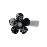 Embellished Non Slip Hair Clip - Black and White Floral Flower Baby Toddler Girls Hair Accessories - non slip hair clips hair bow Pinkberry Kisses