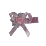 Embellished Non Slip Hair Clip - Mini Pink Satin Bow with Lace and Rose Baby Toddler Hair Clip Hair Accessories Pinkberry Kisses