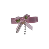 Embellished Non Slip Hair Clip - Mini Pink Satin Bow with Rose and Pearls Baby Toddler Hair Clip Hair Accessories Pinkberry Kisses