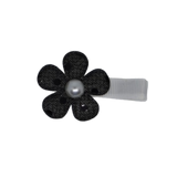 Embellished Non Slip Hair Clip - Glitter Flower Black Baby Toddler Hair Clip Hair Accessories Pinkberry Kisses