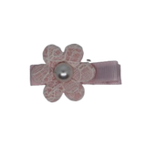 Embellished Non Slip Hair Clip - Lace Flower Light Pink Baby Toddler Hair Clip Hair Accessories Pinkberry Kisses