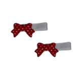 Embellished Non Slip Hair Clip - Mini Red and White Spotty Bow  Baby Toddler Hair Clip Hair Accessories Pinkberry Kisses Pair