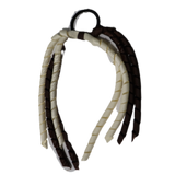 School Hair Accessories School Uniform Hair Tie Curly Ponytail Streamer - Korker Ribbon Girls Hair Tie Pinkberry Kisses Brown Cream Ivory Brown