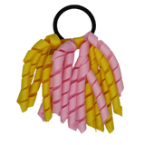 School Hair Accessories Short Curly Ponytail Streamer Girls Hair Tie Korker Pinkberry Kisses Light Pink Daffodil Yellow