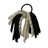 School Hair Accessories Short Curly Ponytail Streamer Girls Hair Tie Black Ivory Cream Pinkberry Kisses