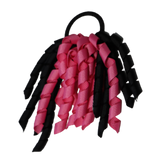 School Hair Accessories Short Curly Ponytail Streamer Girls Hair Tie Black Hot Pink Pinkberry Kisses