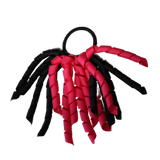 School Hair Accessories Short Curly Ponytail Streamer Girls Hair Tie Black Shocking Pink Pinkberry Kisses