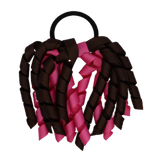 School Hair Accessories Short Curly Ponytail Streamer Girls Hair Tie Korker Pinkberry Kisses Brown Hot Pink