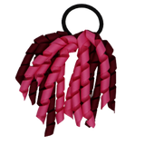 School Hair Accessories Short Curly Ponytail Streamer Girls Hair Tie Korker Pinkberry Kisses Burgundy Hot Pink