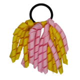 School Hair Accessories Short Curly Ponytail Streamer Girls Hair Tie Pinkberry Kisses Daffodil Yellow Light Pink