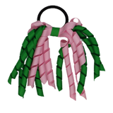 School Hair Accessories Short Curly Ponytail Streamer Girls Hair Tie Korker Pinkberry Kisses Emerald Green Light Pink