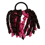 School Hair Accessories Short Curly Ponytail Streamer Girls Hair Tie Korker Pinkberry Kisses Hot Pink Brown