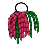 School Hair Accessories Short Curly Ponytail Streamer Girls Hair Tie Korker Pinkberry Kisses Hot Pink Emerald Green