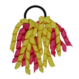 School Hair Accessories Short Curly Ponytail Streamer Girls Hair Tie Korker Pinkberry Kisses Hot Pink Lemon Yellow