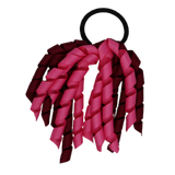 School Hair Accessories Short Curly Ponytail Streamer Girls Hair Tie Korker Pinkberry Kisses Hot Pink Burgundy