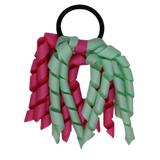 School Hair Accessories Short Curly Ponytail Streamer Girls Hair Tie Korker Pinkberry Kisses Light Pastel Green Hot Pink