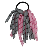 School Hair Accessories Short Curly Ponytail Streamer Girls Hair Tie Korker Pinkberry Kisses Light Pink Light Grey Silver