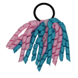 School Hair Accessories Short Curly Ponytail Streamer Girls Hair Tie Korker Pinkberry Kisses Light Pink Misty Turquoise