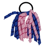 School Hair Accessories Short Curly Ponytail Streamer Girls Hair Tie Korker Pinkberry Kisses Light Pink Royal Blue
