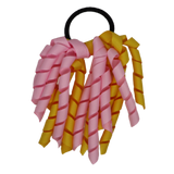 School Hair Accessories Short Curly Ponytail Streamer Girls Hair Tie Korker Pinkberry Kisses Light Pink Maize Yellow