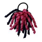 School Hair Accessories Short Curly Ponytail Streamer Girls Hair Tie Korker Pinkberry Kisses Hot Pink Navy Blue