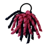 School Hair Accessories Short Curly Ponytail Streamer Girls Hair Tie Pinkberry Kisses Navy Blue Hot Pink