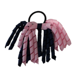 School Hair Accessories Short Curly Ponytail Streamer Girls Hair Tie Korker Pinkberry Kisses Light Pink Navy Blue