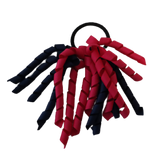School Hair Accessories Short Curly Ponytail Streamer Girls Hair Tie Pinkberry Kisses Shocking Pink Navy Blue