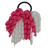 School Hair Accessories Short Curly Ponytail Streamer Girls Hair Tie Korker Pinkberry Kisses Hot Pink White
