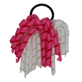 School Hair Accessories Short Curly Ponytail Streamer Girls Hair Tie Korker Pinkberry Kisses Shocking White Hot Pink