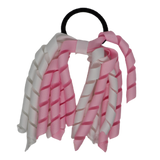 School Hair Accessories Short Curly Ponytail Streamer Girls Hair Tie Korker Pinkberry Kisses Light Pink White