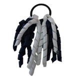 School Hair Accessories Short Curly Ponytail Streamer Girls Hair Tie Korker Pinkberry Kisses Shocking White Navy Blue