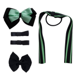 School Hair Accessories Value Pack 4 Piece School Uniform Hair Bow Non Slip Hair Clip Hair Tie Pinkberry Kisses Black Mint Green