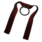 School Uniform Hair Accessories Ponytail Streamer Straight Hair Tie - Pinkberry Kisses Brown Base & Top Ribbon Red