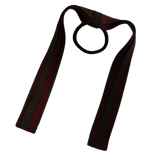 School Uniform Hair Accessories Ponytail Streamer Straight Hair Tie - Pinkberry Kisses Brown Base & Top Ribbon Burgundy
