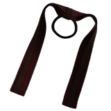 School Uniform Hair Accessories Ponytail Streamer Straight Hair Tie - Pinkberry Kisses Brown Base & Top Ribbon Burgundy