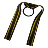 School Uniform Hair Accessories Ponytail Streamer Straight Hair Tie - Pinkberry Kisses Brown Base & Top Ribbon Maize Yellow