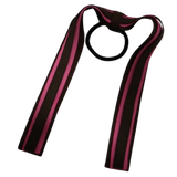 School Uniform Hair Accessories Ponytail Streamer Straight Hair Tie - Pinkberry Kisses Brown Base & Top Ribbon Hot Pink