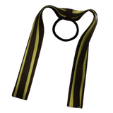 School Uniform Hair Accessories Ponytail Streamer Straight Hair Tie - Pinkberry Kisses Brown Base & Top Ribbon Lemon Yellow