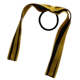 School Uniform Hair Accessories Ponytail Streamer Straight Hair Tie - Pinkberry Kisses Mazie Yellow Base & Top Ribbon Black