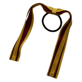 School Uniform Hair Accessories Ponytail Streamer Straight Hair Tie - Pinkberry Kisses Mazie Yellow Base & Top Ribbon Burgundy