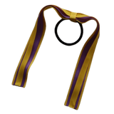 School Uniform Hair Accessories Ponytail Streamer Straight Hair Tie - Pinkberry Kisses Mazie Yellow Base & Top Ribbon Grape