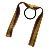 School Uniform Hair Accessories Ponytail Streamer Straight Hair Tie - Pinkberry Kisses Mazie Yellow Base & Top Ribbon Purple