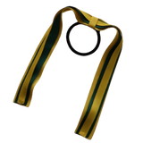 School Uniform Hair Accessories Ponytail Streamer Straight Hair Tie - Pinkberry Kisses Mazie Yellow Base & Top Ribbon Hunter Green