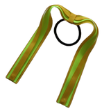 School Uniform Hair Accessories Ponytail Streamer Straight Hair Tie - Pinkberry Kisses Mazie Yellow Base & Top Ribbon Key Lime